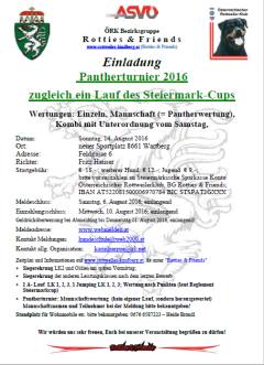 Einladung Pantherturnier 2016 + Lauf des Steiermark Cup
